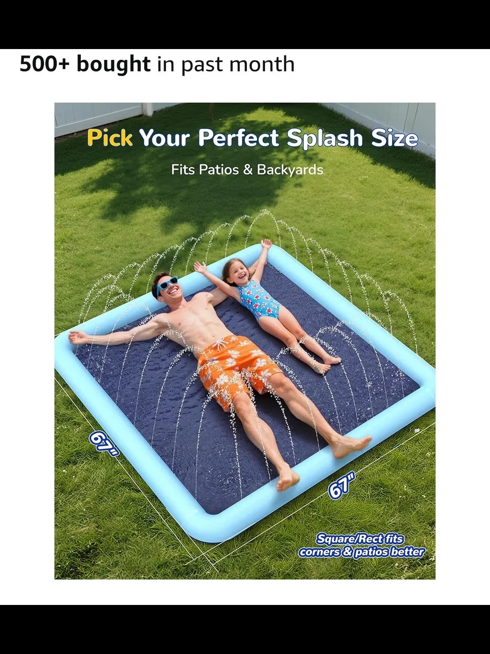 Square Blue Kids Splash Play Pool - Blue